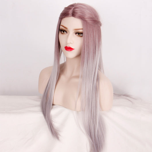 Peluca Larga Degradada con Coloración Ombré - Cabello Liso Natural