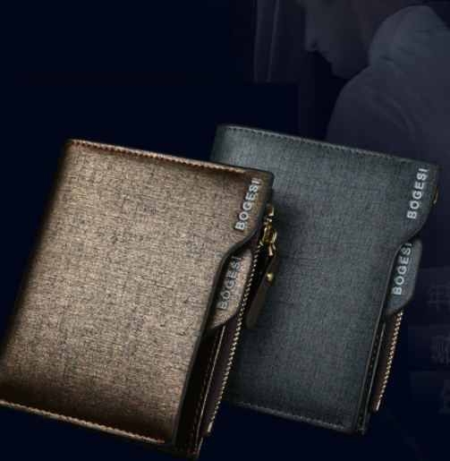 Billetera Corta para Hombre Bogesi - Cartera Compacta con Monedero