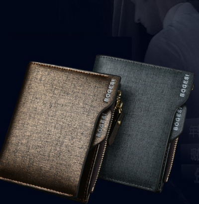 Billetera Corta para Hombre Bogesi - Cartera Compacta con Monedero