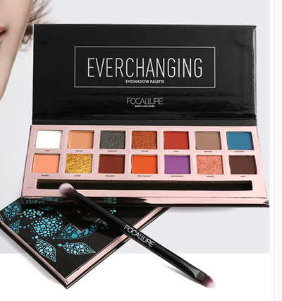 Paleta de Sombras 14 Colores Tropical con Pincel - Tonos Cálidos Mate y Perla - Image 3