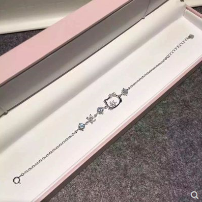 Pulsera de Plata 925 con Cristal - Diseño Minimalista Gato para Mujer - Image 2