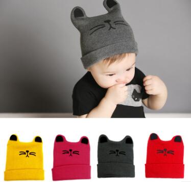Gorro Tejido para Bebé con Orejas de Gato - Abrigo Cálido Otoño Invierno