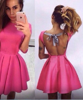 Vestido Elegante Espalda Descubierta con Detalles de Cinta - Image 4