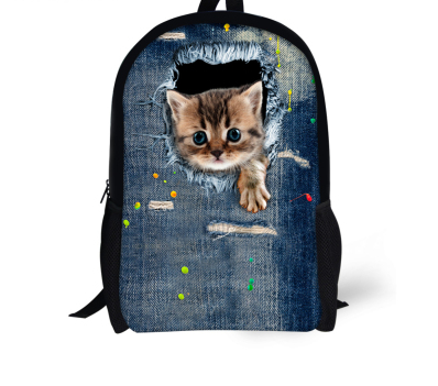 Mochila Escolar 3D Gato Adorable - Mochila Denim para Niños y Niñas - Image 13