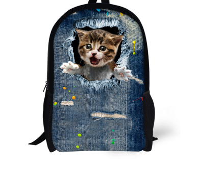 Mochila Escolar 3D Gato Adorable - Mochila Denim para Niños y Niñas - Image 16
