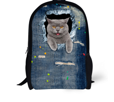 Mochila Escolar 3D Gato Adorable - Mochila Denim para Niños y Niñas - Image 17