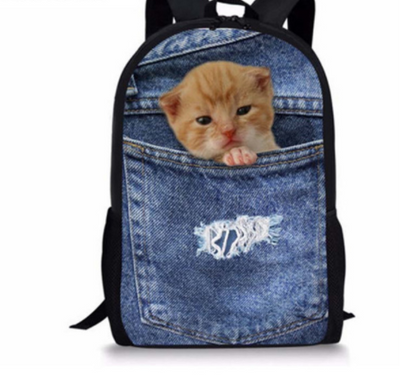 Mochila Escolar 3D Gato Adorable - Mochila Denim para Niños y Niñas - Image 21