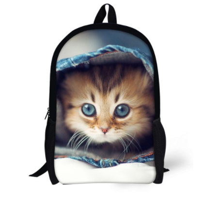 Mochila Escolar 3D Gato Adorable - Mochila Denim para Niños y Niñas - Image 5