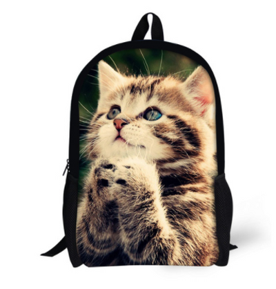 Mochila Escolar 3D Gato Adorable - Mochila Denim para Niños y Niñas - Image 6