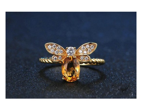 Anillo de Citrino con Abeja
