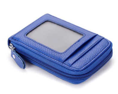 Cartera Organizadora de Cuero Genuino para Tarjetas - Diseño Compacto para Mujer