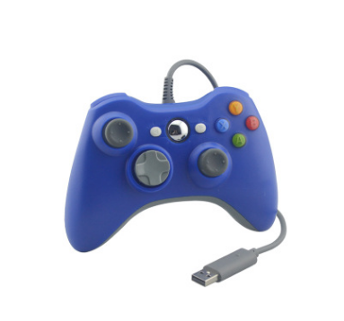 Red wired game controller for Xbox 360, featuring a standard button layout, dual joysticks, and a gray USB cable. - Image 3