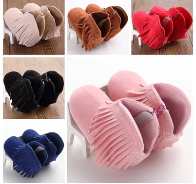 Botines para Bebé con Flecos y Velcro - Calzado Importado Premium