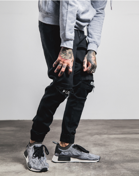 Pantalones Beam Hip Hop con Parches Elásticos - Estilo Street West Coast - Image 3