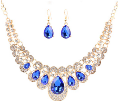 Conjunto de Joyas Étnicas Retro con Cristales y Gemas Geométricas - Collar y Aretes - Image 4