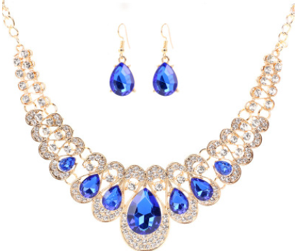 Conjunto de Joyas Étnicas Retro con Cristales y Gemas Geométricas - Collar y Aretes - Image 4