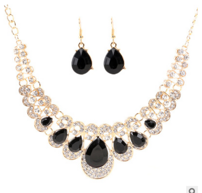 Conjunto de Joyas Étnicas Retro con Cristales y Gemas Geométricas - Collar y Aretes - Image 3