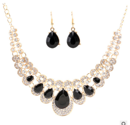Conjunto de Joyas Étnicas Retro con Cristales y Gemas Geométricas - Collar y Aretes - Image 3