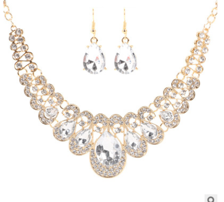 Conjunto de Joyas Étnicas Retro con Cristales y Gemas Geométricas - Collar y Aretes - Image 8
