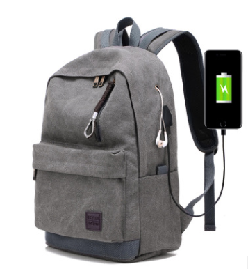 Mochila de Lona para Estudiantes con Carga USB y Entrada para Audífonos - Image 4