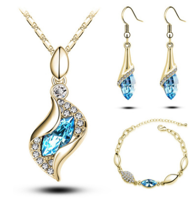 Conjunto de Tres Piezas: Aretes, Collar y Pulsera de Cristal - Image 7