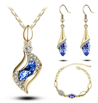 Conjunto de Tres Piezas: Aretes, Collar y Pulsera de Cristal - Image 6