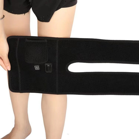 Black electric heating knee pad with power and temperature controls, designed for warmth and physical therapy. - Image 4