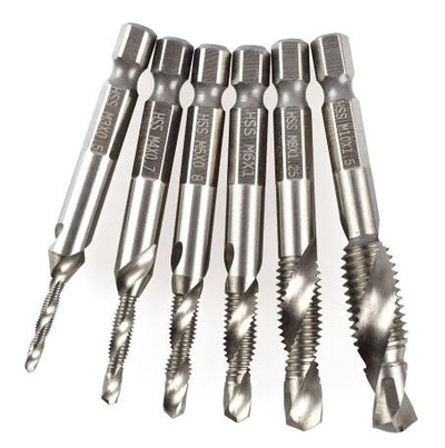 Juego de 6 Brocas Espiral HSS con Grifo Métrico M3-M10 1/4'' Hex - Image 2