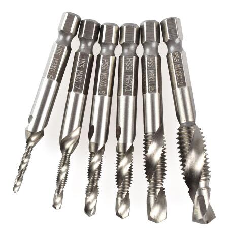 Juego de 6 Brocas Espiral HSS con Grifo Métrico M3-M10 1/4'' Hex - Image 2