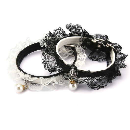 Anillo de Boda para Gato con Campana - Diseño Encaje Negro y Blanco - Image 2