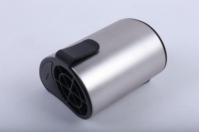 Three silver and black waist-mounted hands-free mini fans with clips and USB ports, shown against a light blue background. - Image 5