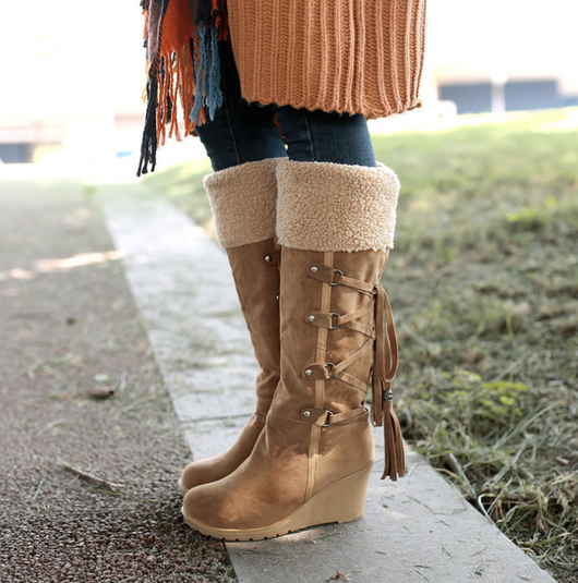 Botas de Invierno para Mujer con Tacón Cuña y Forro de Piel - Image 4