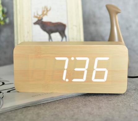 Reloj Despertador de Madera Natural