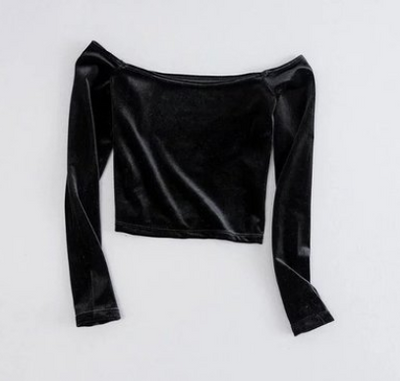 Blusa de Terciopelo Dorado con Cuello Alto y Cintura Marcada - Image 3