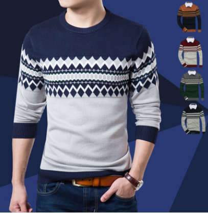 Conjuntos de Suéteres a Juego para Otoño e Invierno - Camiseta Slim Cuello Redondo Manga Larga para Hombre