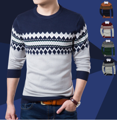 Conjuntos de Suéteres a Juego para Otoño e Invierno - Camiseta Slim Cuello Redondo Manga Larga para Hombre