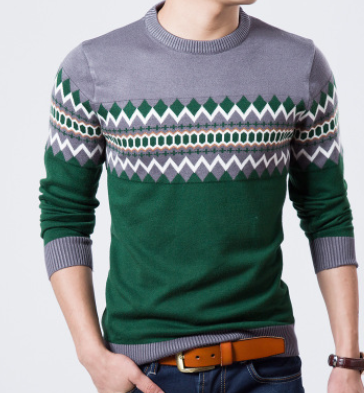 Conjuntos de Suéteres a Juego para Otoño e Invierno - Camiseta Slim Cuello Redondo Manga Larga para Hombre - Image 3