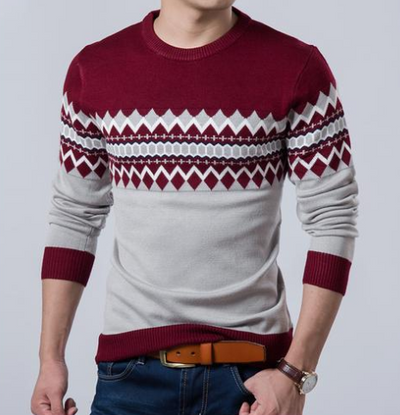 Conjuntos de Suéteres a Juego para Otoño e Invierno - Camiseta Slim Cuello Redondo Manga Larga para Hombre - Image 4