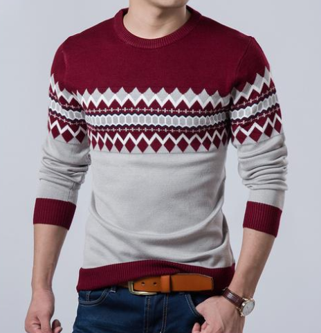 Conjuntos de Suéteres a Juego para Otoño e Invierno - Camiseta Slim Cuello Redondo Manga Larga para Hombre - Image 4