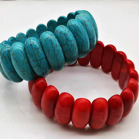 Pulsera de Turquesa Elástica con Cuentas