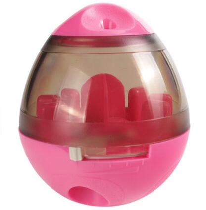 Pink and clear egg-shaped pet food dispenser with internal baffles, designed for slow feeding. - Image 8
