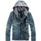 Chaqueta Vaquera Denim con Capucha Extraíble para Hombre - Tallas Grandes M-5XL