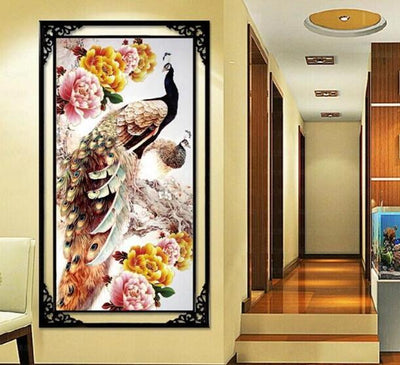 Pintura de Diamantes Pavo Real Clásico - Tamaño XXL