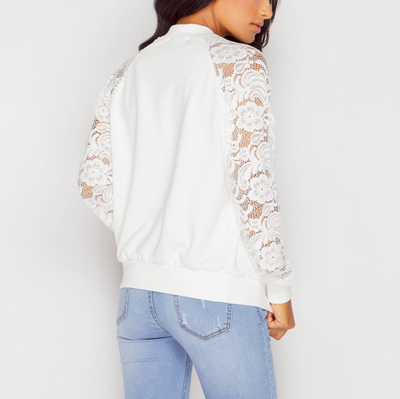 Chaqueta Bomber Mujer con Encaje Transparente y Cremallera - Image 2