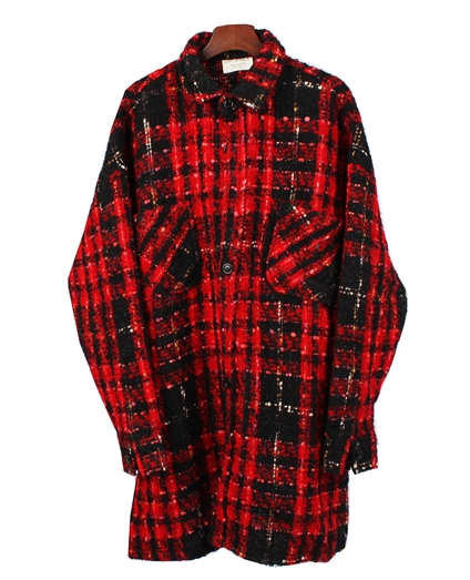 Camisa de Cuadros Oversize con Hilo Dorado - Estilo Urbano Manga Larga
