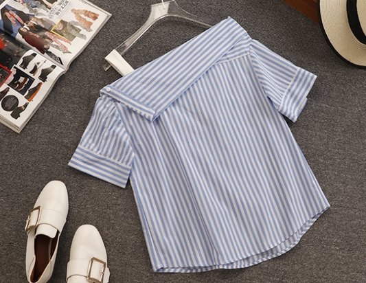 Conjunto de Falda Coreana Retro Hong Kong con Hombros Descubiertos y Cintura Alta - Image 2