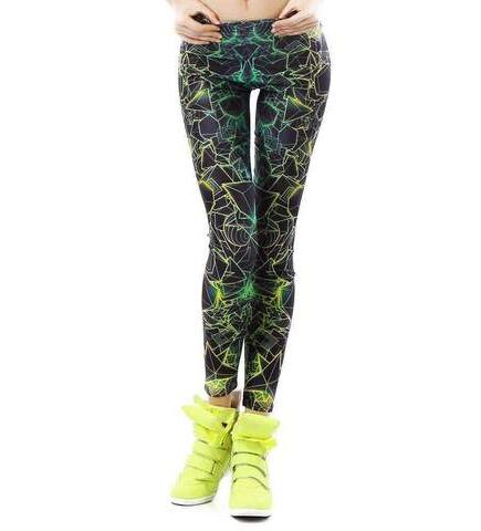 Leggings de Moda con Estampado Fluorescente 3D Ray