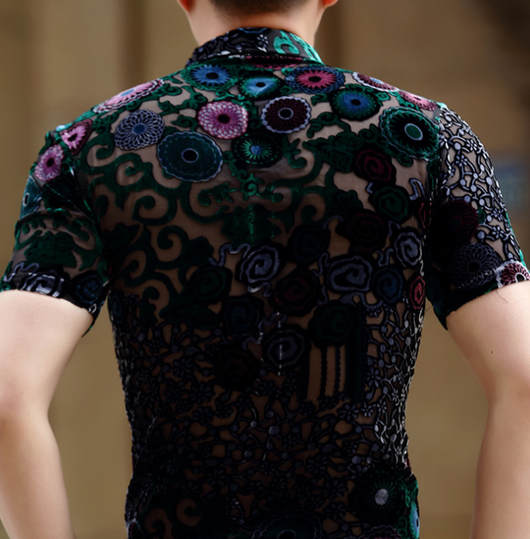 Camisa de Terciopelo de Seda Semitransparente con Botones - Image 4
