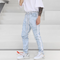 Jeans Slim Fit Azul Desgastado con Cierre Lateral - Estilo Urbano Moderno