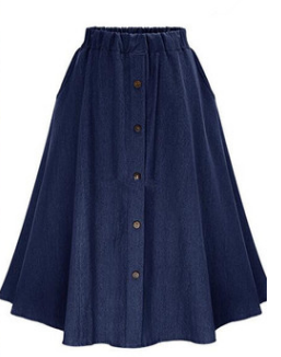 Falda Vaquera Larga Estilo Preppy Coreano con Cintura Natural y Bajo Amplio para Mujer - Image 7